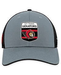 Fanatics Men's Gray/Black Ottawa Senators Authentic Pro Home Ice Trucker Adjustable Hat