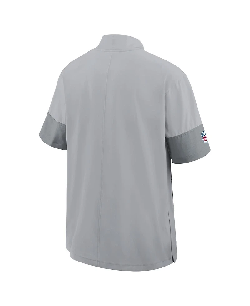 Nike Men's Gray Detroit Lions Sideline Short Sleeve Quarter-Zip Performance Coach Jacket