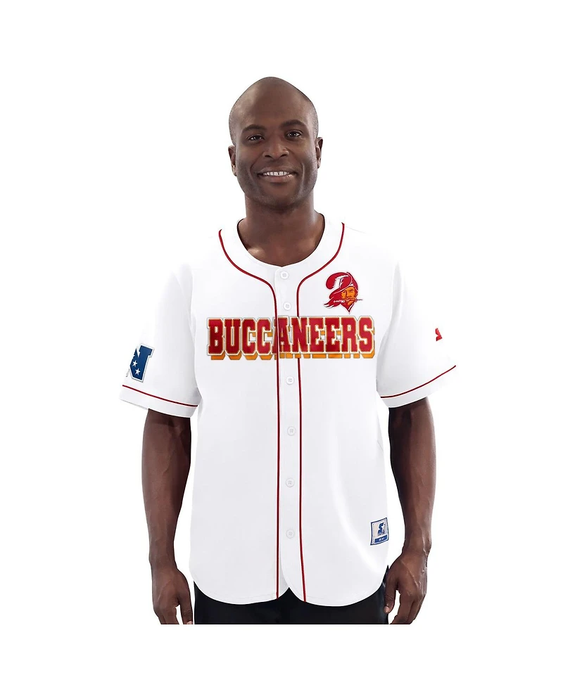Starter Men's White Tampa Bay Buccaneers Relay Vintage Full-Button Baseball Jersey