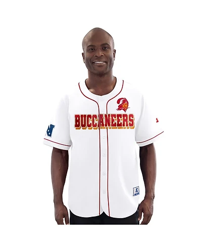 Starter Men's White Tampa Bay Buccaneers Relay Vintage Full-Button Baseball Jersey