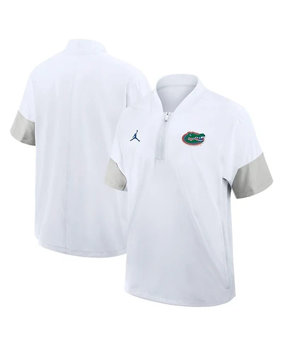 Jordan Men's White Florida Gators 2025 Sideline Coaches Lightweight Short Sleeve Jacket