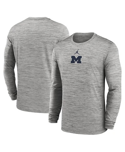 Jordan Men's Gray Michigan Wolverines 2025 Sideline Velocity Performance Long Sleeve T-Shirt
