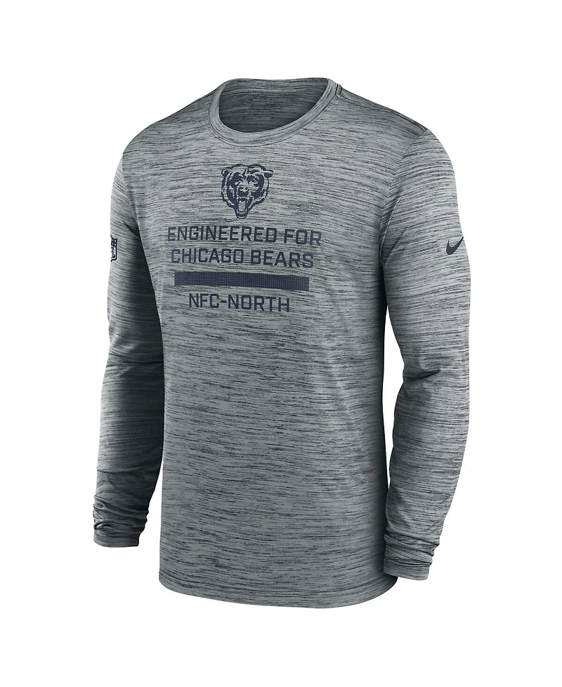 Nike Men's Gray Chicago Bears Sideline Velocity Performance Long Sleeve T-Shirt
