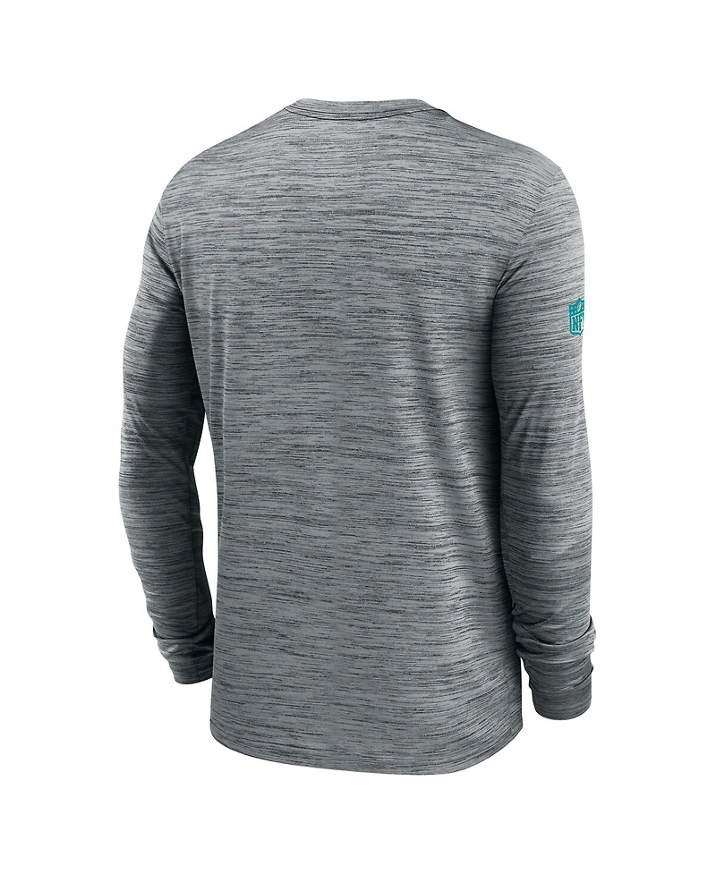 Nike Men's Gray Miami Dolphins Sideline Velocity Performance Long Sleeve T-Shirt
