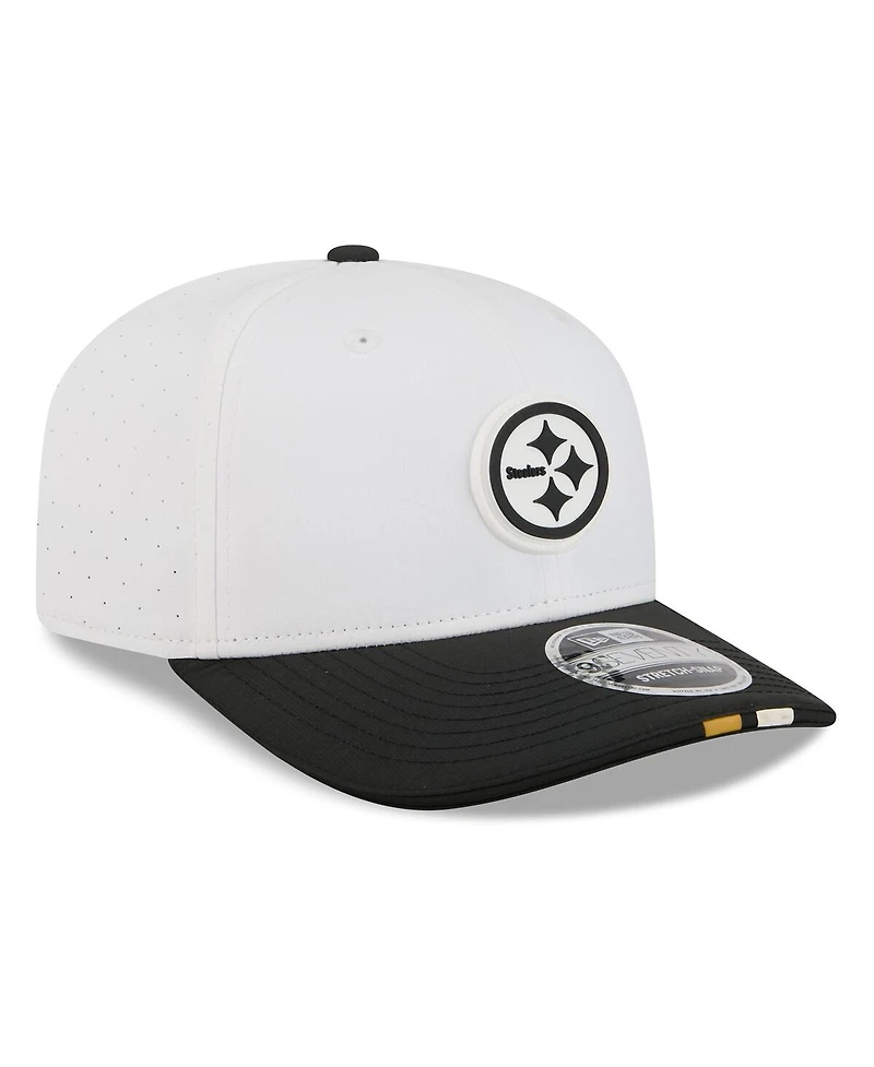 New Era Men's White/Black Pittsburgh Steelers 2025 Nfl Training Camp 9SEVENTY Adjustable Hat