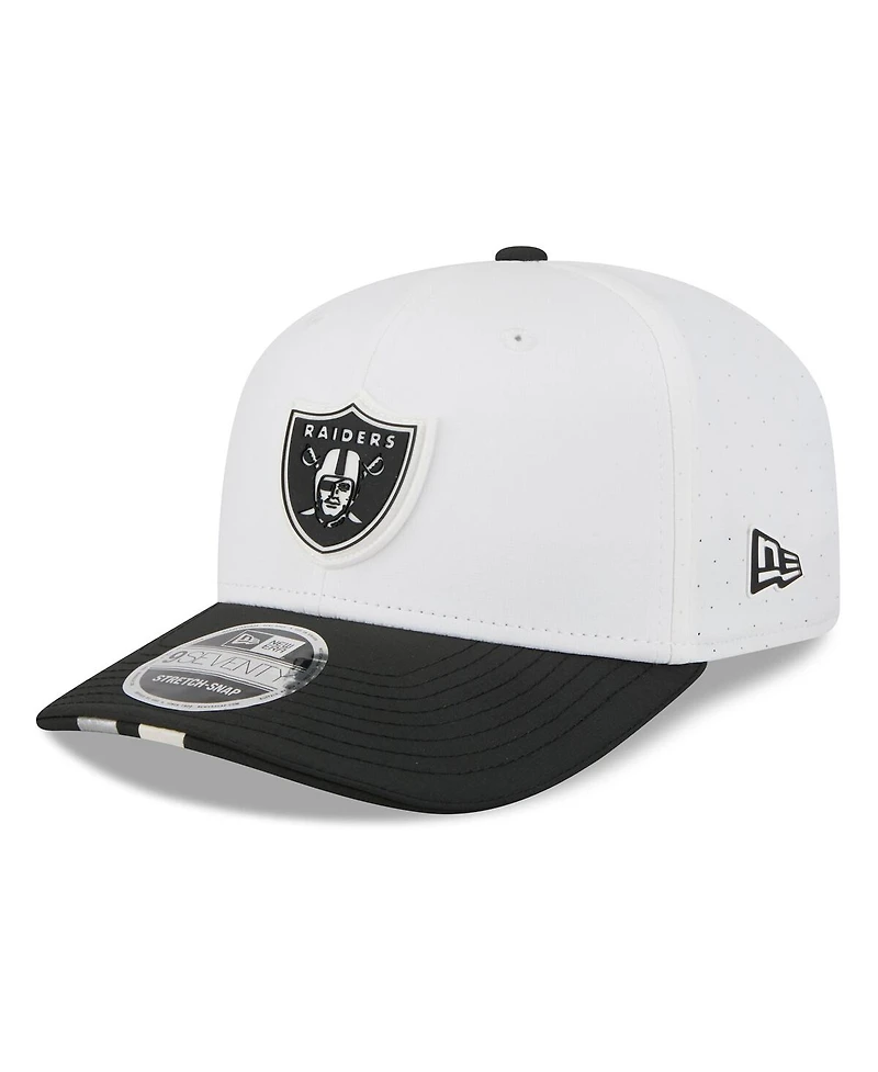 New Era Men's White/Black Las Vegas Raiders 2025 Nfl Training Camp 9SEVENTY Adjustable Hat