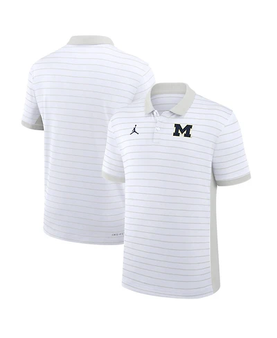 Jordan Men's White Michigan Wolverines 2025 Early Season Coaches Sideline Victory Stripe Performance Polo Shirt