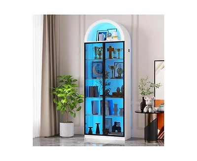 Vlsrka 76" 8-Tier Display Cabinet with 3-Color Motion Led
