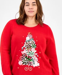 Holiday Lane Plus Candy-Tree Crewneck Sweater