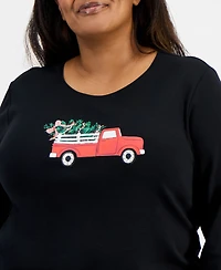 Holiday Lane Plus Truck Long-Sleeve T-Shirt, Macy's Exclusive