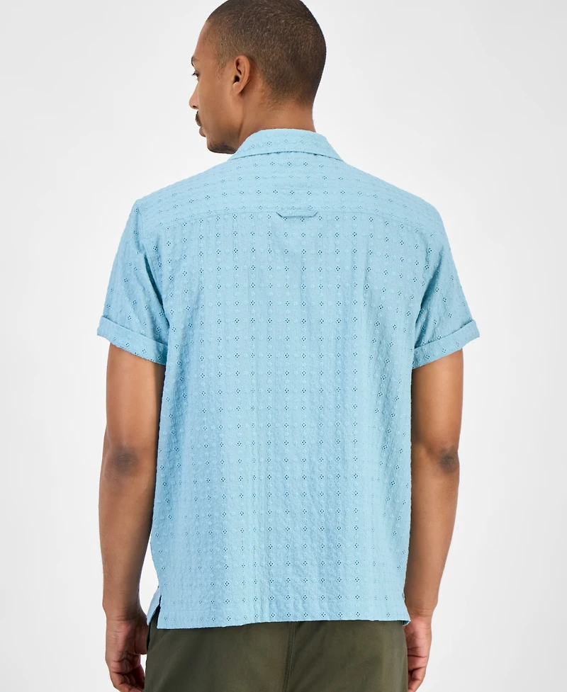 Sun + Stone Men's Eyelet Camp Shirt, Macy's Exclusive