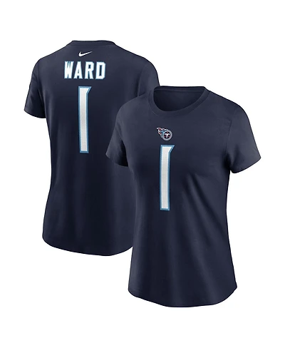 Nike Women's Cam Ward Navy Tennessee Titans 2025 Nfl Draft First Round Pick Name Number T-Shirt