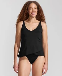 Tulip Hem Tankini Top Mid Rise Bikini Bottoms Matching Swim Set