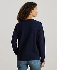 Lauren Ralph Women's Embroidered Cashmere Crewneck Sweater