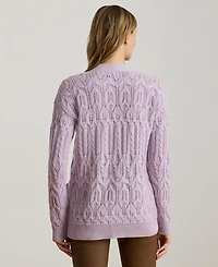 Lauren Ralph Women's Pointelle Wool-Blend V-Neck Cardigan