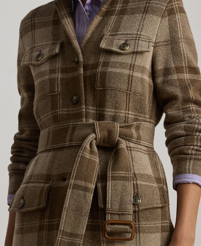Lauren Ralph Women's Plaid Belted Double-Knit Blazer