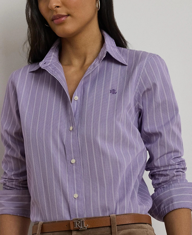 Lauren Ralph Women's Classic-Fit Striped Broadcloth Shirt