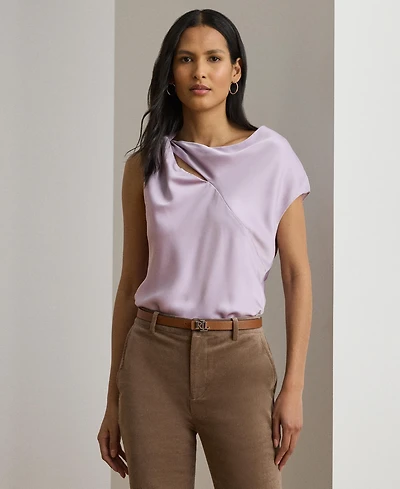 Lauren Ralph Women's Charmeuse Asymmetrical Blouse