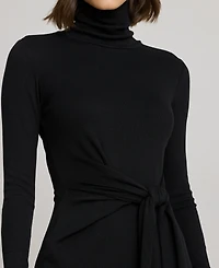 Lauren Ralph Women's Tie-Front Turtle Neck Dress