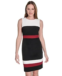 Tommy Hilfiger Women's Scuba Crepe Colorblocked Sheath Dress