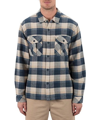 Hurley Men's Santa Cruz Seaside Flannel Long Sleeve Shirt