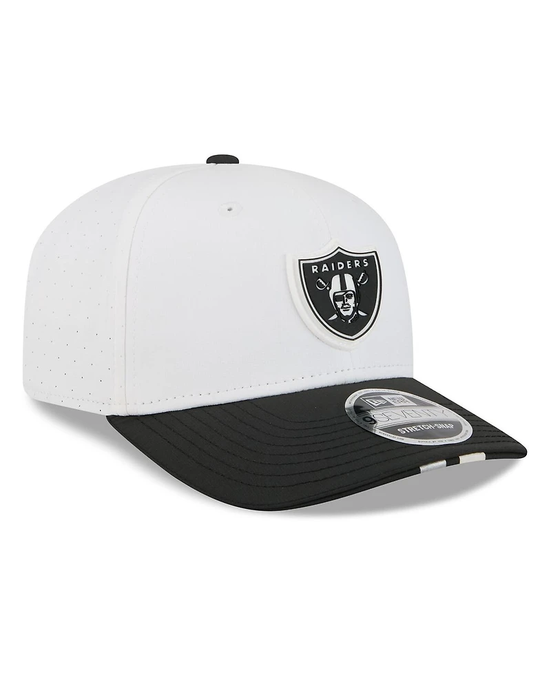 New Era Men's White/Black Las Vegas Raiders 2025 Nfl Training Camp 9SEVENTY Adjustable Hat