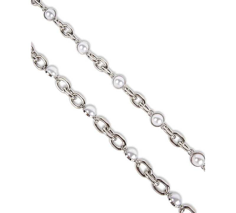 Steve Madden Imitation Pearl & Chain Belt