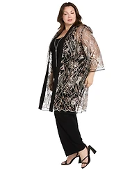 R & M Richards Plus 3-Pc. Duster, Top Pants Set