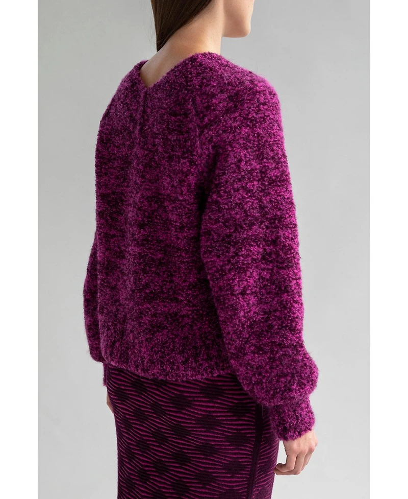 Sskein Women's V-Neck Tonal Boucle Sweater