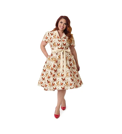 Unique Vintage Plus 1950s Collared Shirt Dress