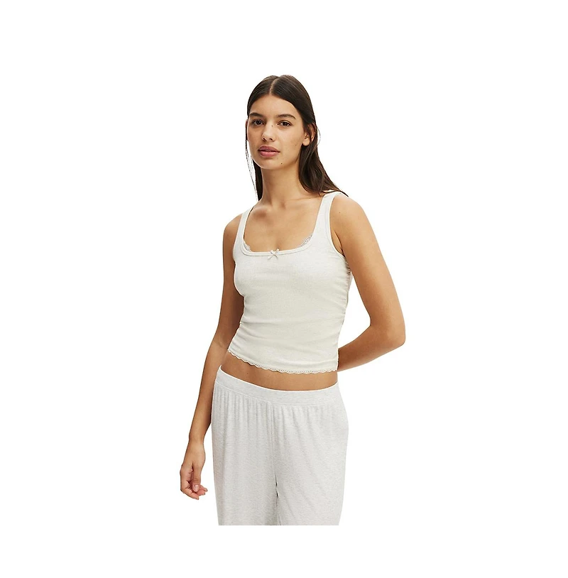 Cotton On Women's Rib Lace Ruched Tank
