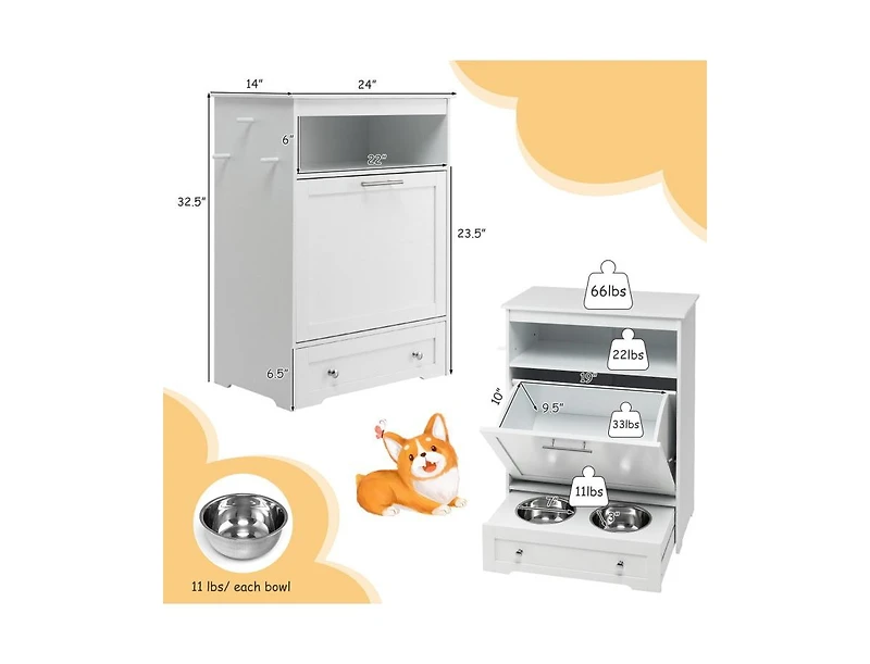 Pet Feeder Station with Stainless Steel Bowl