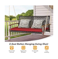 2-Person Rattan Hanging Porch Swing Chair