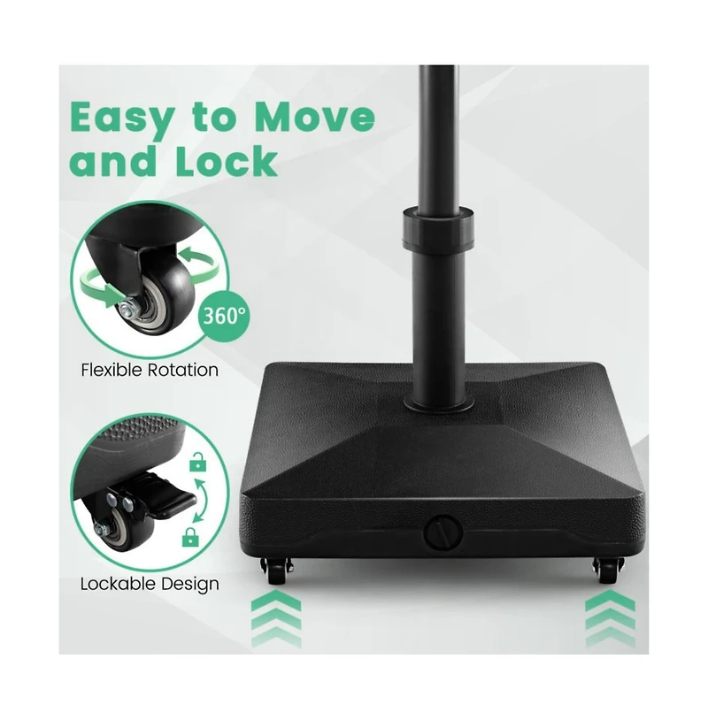 Fillable Umbrella Base Stand with Lockable Universal Wheels