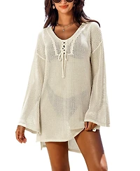 Cupshe Women's Soft Sands Beige Cover-Up Mini Beach Dress
