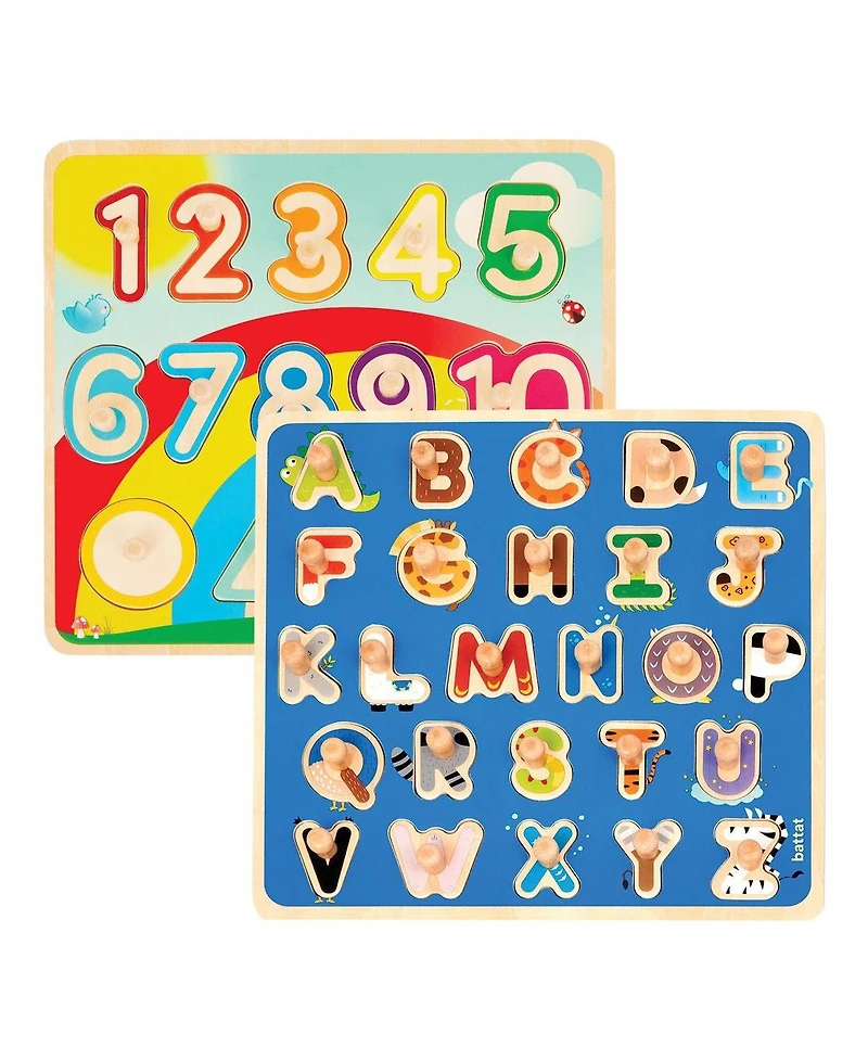 Battat Wooden Abc and Numbers Peg Puzzle Set