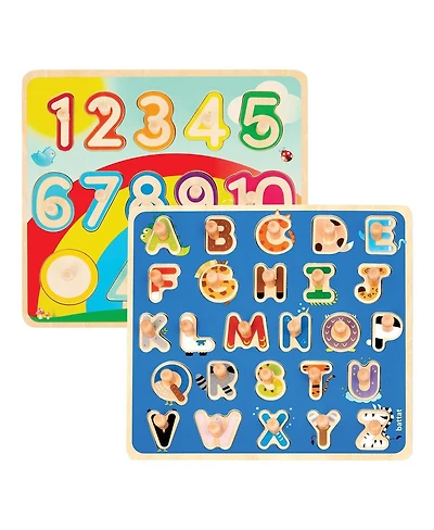 Battat Wooden Abc and Numbers Peg Puzzle Set