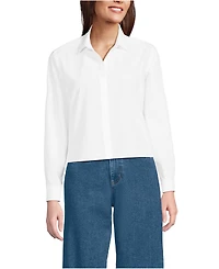 Lands' End Women's No Iron Boxy Cropped Shirt
