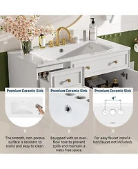 Casainc 36" Bathroom Vanity with Ceramic Sink, Double-Layer Drawers, Soft-Close Doors and Adjustable Shelves
