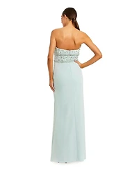 Mac Duggal Women's Elegant Crepe Gown with Embellishments and Thigh-High Slit