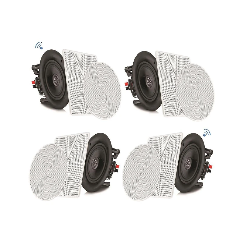 Pyle 6.5'' In-Wall/In-Ceiling Speaker Pair – 2-Way Midbass System, 1” Titanium Tweeter, Flush Mount, 250W Peak