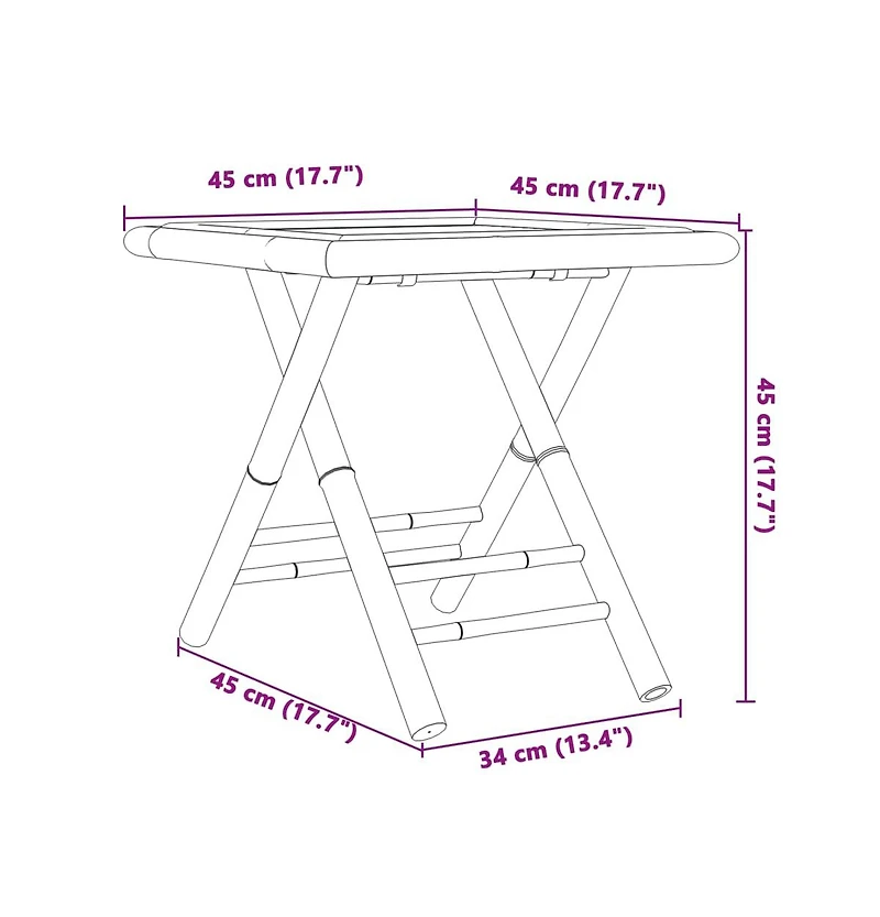 vidaXL Folding Patio Table 17.7"x17.7"x17.7" Bamboo