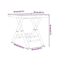 vidaXL Folding Patio Table 17.7"x17.7"x17.7" Bamboo