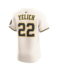 Nike Men's Christian Yelich Cream Milwaukee Brewers Home Elite Player Jersey
