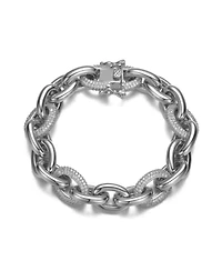 Rachel Glauber 14K Gold Plated or White Gold Plated with Clear Cubic Zirconia Link Bracelet