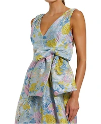 Mac Duggal Women's Floral Brocade Sleeveless Midi Dress With Bow