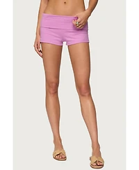 Edikted Women's Fleur Fold Over Shorts