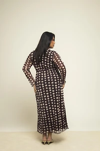Fashion-szn Curve Women's Polka Dot Wrap Midaxi Dress