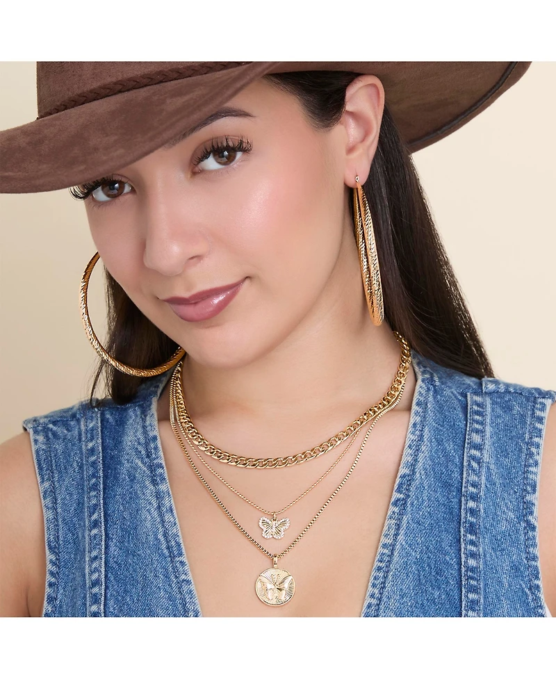 Jessica Simpson Layered Coin & Charm Pendant Necklace