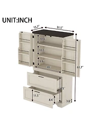 Casainc Modern Farmhouse Wooden Cabinet with Sturdy Frame, Storage Divider & Drawers for Living Room and Office